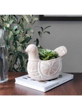 Handcrafted Terracotta Clay Bird Planter Pot Floral Plants Storage